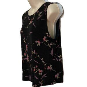 BCBG Nordstroms Stretch Layering Tank Top Black Floral Womens Large